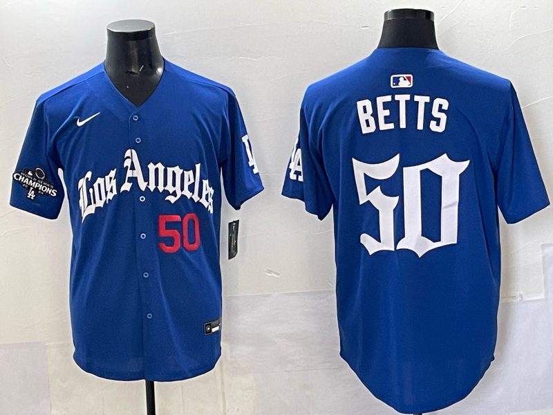Men Los Angeles Dodgers 50 Betts Blue 2025 Nike MLB Jersey style 0013